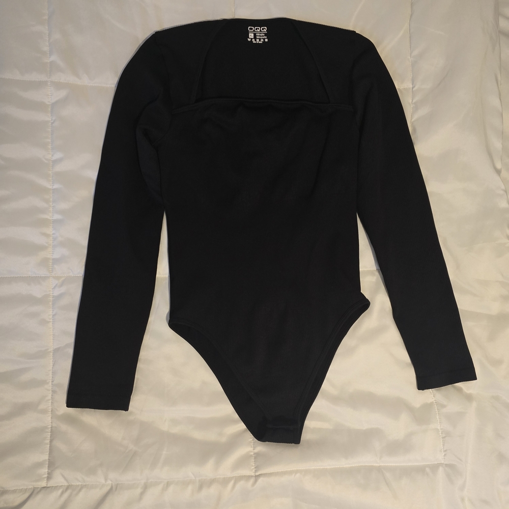 OQQ Long Sleeve Bodysuit Tummy Control Black